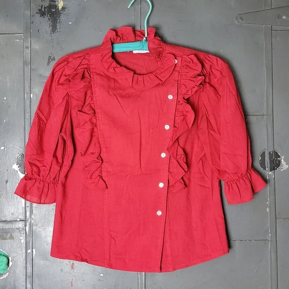 Vintage Bolts Red Ruffle Top - Picture 11 of 11